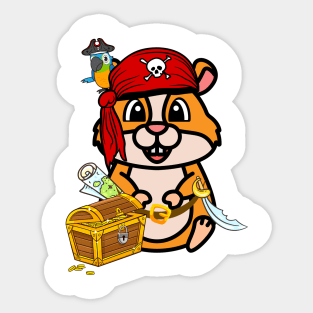 Cute orange hamster is a pirate Sticker